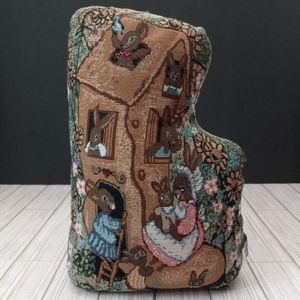 Vintage Riverdale Easter Bunny Rabbit Tapestry Canvas Pillow